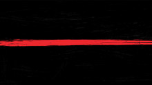 Thin Red Line Flag With Grunge Paint Trace - A Sign To Honor And Respect Firefighters.