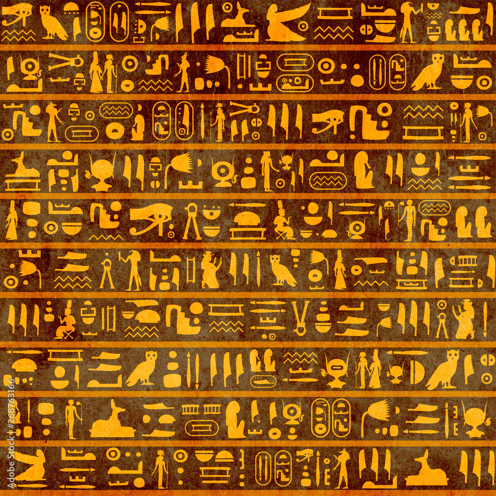 Grunge background with ancient egyptian hieroglyphs Stock Illustration ...