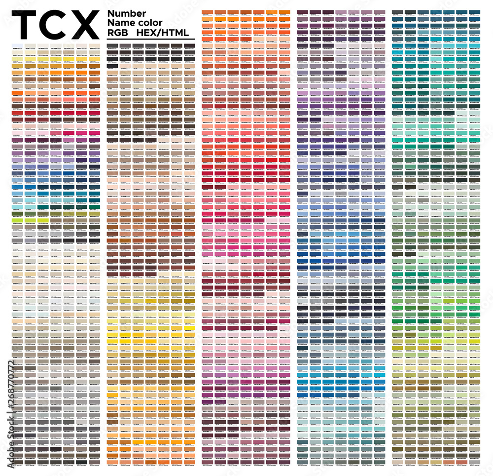 Color table Pantone FHI system. Vector color palette with