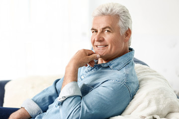 Poster - Portrait of handsome senior man at home