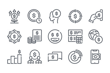 Poster - money related line icon set. finance linear icons. banking outline vector signs and symbols collecti