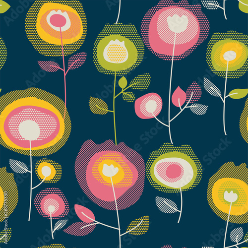 Blooming flowers vector sea...