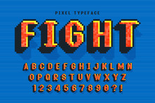 Pixel Vector Font Design, Stylized Like In 8-bit Games.