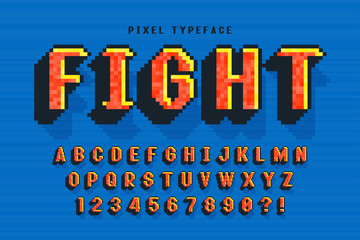 Aufkleber - Pixel vector font design, stylized like in 8-bit games.