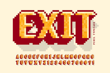 Fototapete - Pixel vector font design, stylized like in 8-bit games.