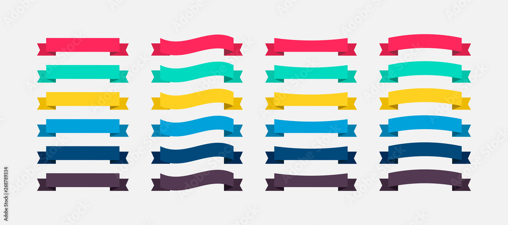 Ribbons Banners colorful in flat design. Ribbon Banners vector icons. Vector Ribbons Banners - obrazy, fototapety, plakaty 