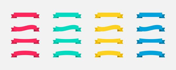 Wall Mural - ribbons banners colorful in flat design. ribbon banners vector icons. vector ribbons banners