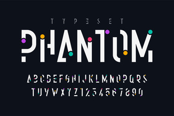 Fototapete - Original trendy display font design, alphabet and numbers.