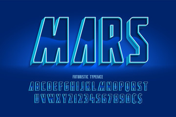 Aufkleber - Futuristic 3d font design, colorful alphabet, typeface.