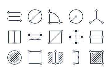 Poster - Measure related line icon set. Length and size linear icons. Distance metric outline vector sign collection.