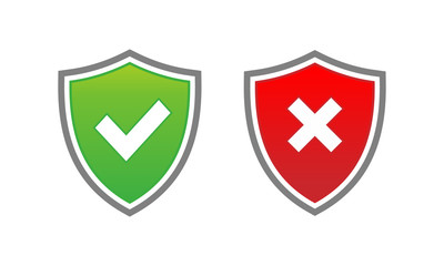 Poster - shield with checkmark and cross mark