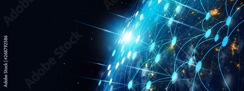 Fotomural Communication technology and internet worldwide for business concept