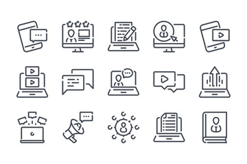 Fototapete - Blog and Content related line icon set. Online Blogging outline icon collection.