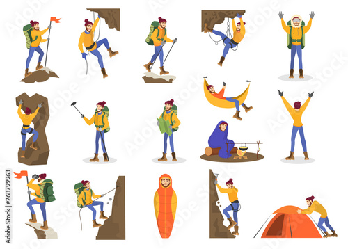 Fotomural Climber set. Man mountaineering with a special equipment
