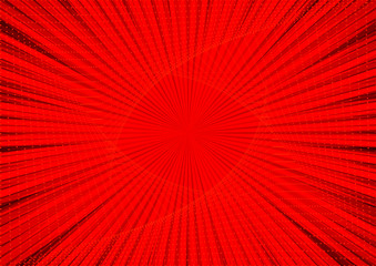 Aufkleber - Abstract comic red background for style pop art design. Retro burst template backdrop. Light rays effect. Vintage comic book style, halftone modern print texture, vector.