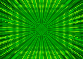 Aufkleber - Abstract comic green background for style pop art design. Retro burst template backdrop. Light rays effect. Vintage comic book style, halftone modern print texture, vector.