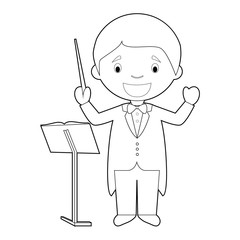 Wall Mural - Easy coloring cartoon vector illustration of an orchestra director.