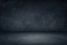 Dark Black And Blue Grungy Wall Background For Display Or Montage Of Product