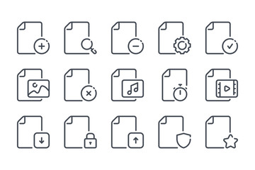 Fototapete - docs and files related line icons. document ector linear icon set.