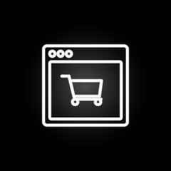 Poster - browser shopping webpage neon icon. Elements of browser set. Simple icon for websites, web design, mobile app, info graphics