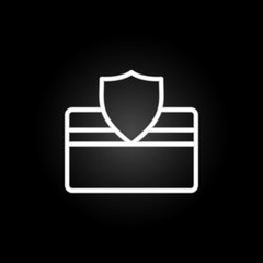 Poster - bank card protection neon icon. Elements of commerce set. Simple icon for websites, web design, mobile app, info graphics