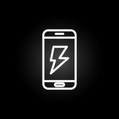 Poster - electricity, smartphone neon icon. Elements of electricity set. Simple icon for websites, web design, mobile app, info graphics