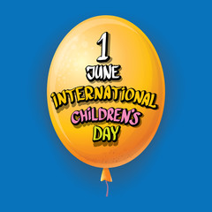 1 june international childrens day background. happy Children day greeting card with balloons in sky. kids day poster