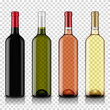 Wine bottles set, isolated on transparent background.