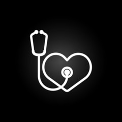 Poster - heart endoscope neon icon. Elements of Heartbeat set. Simple icon for websites, web design, mobile app, info graphics