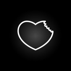 Poster - heart with bite neon icon. Elements of Heartbeat set. Simple icon for websites, web design, mobile app, info graphics