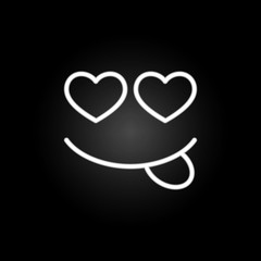 Poster - in love face heart  neon icon. Elements of Heartbeat set. Simple icon for websites, web design, mobile app, info graphics