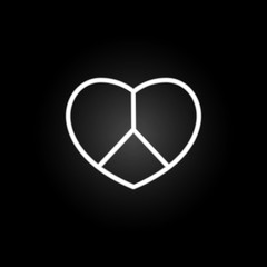 Poster - heart and peace symbol neon icon. Elements of Heartbeat set. Simple icon for websites, web design, mobile app, info graphics
