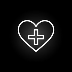 Poster - medical heart with cross neon icon. Elements of Heartbeat set. Simple icon for websites, web design, mobile app, info graphics