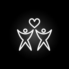 Poster - two human with heart  neon icon. Elements of Heartbeat set. Simple icon for websites, web design, mobile app, info graphics