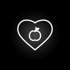 Poster - heart apple lover neon icon. Elements of Heartbeat set. Simple icon for websites, web design, mobile app, info graphics