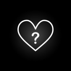 Poster - heart with question neon icon. Elements of Heartbeat set. Simple icon for websites, web design, mobile app, info graphics