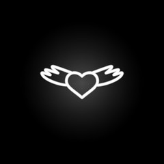 Poster - heart  with wings neon icon. Elements of Heartbeat set. Simple icon for websites, web design, mobile app, info graphics