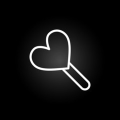 Poster - ice cream stick  with heart  neon icon. Elements of Heartbeat set. Simple icon for websites, web design, mobile app, info graphics