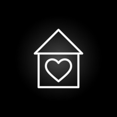 Poster - house with heart  neon icon. Elements of Heartbeat set. Simple icon for websites, web design, mobile app, info graphics