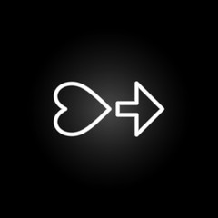 Poster - heart direction to right neon icon. Elements of Heartbeat set. Simple icon for websites, web design, mobile app, info graphics