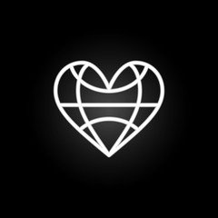 Poster - heart world grid neon icon. Elements of Heartbeat set. Simple icon for websites, web design, mobile app, info graphics