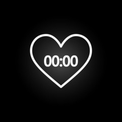 Poster - heart shaped clock neon icon. Elements of Heartbeat set. Simple icon for websites, web design, mobile app, info graphics