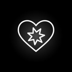 Poster - star in heart  neon icon. Elements of Heartbeat set. Simple icon for websites, web design, mobile app, info graphics
