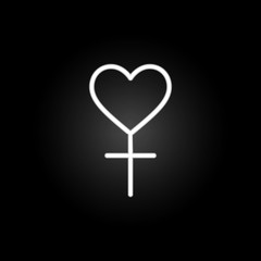 Poster - female heart  neon icon. Elements of Heartbeat set. Simple icon for websites, web design, mobile app, info graphics
