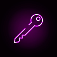 Poster - key neon icon. Elements of security set. Simple icon for websites, web design, mobile app, info graphics