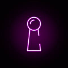 Poster - keyhole neon icon. Elements of security set. Simple icon for websites, web design, mobile app, info graphics