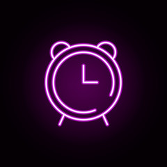 Poster - alarm clock neon icon. Elements of speedometer set. Simple icon for websites, web design, mobile app, info graphics