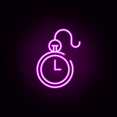 Poster - pocket watch neon icon. Elements of speedometer set. Simple icon for websites, web design, mobile app, info graphics