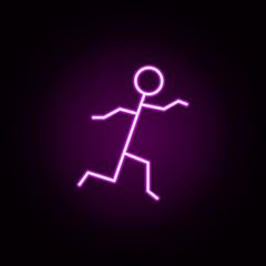 Poster - running man neon icon. Elements of speedometer set. Simple icon for websites, web design, mobile app, info graphics