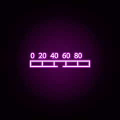 Poster - speedometer in line neon icon. Elements of speedometer set. Simple icon for websites, web design, mobile app, info graphics